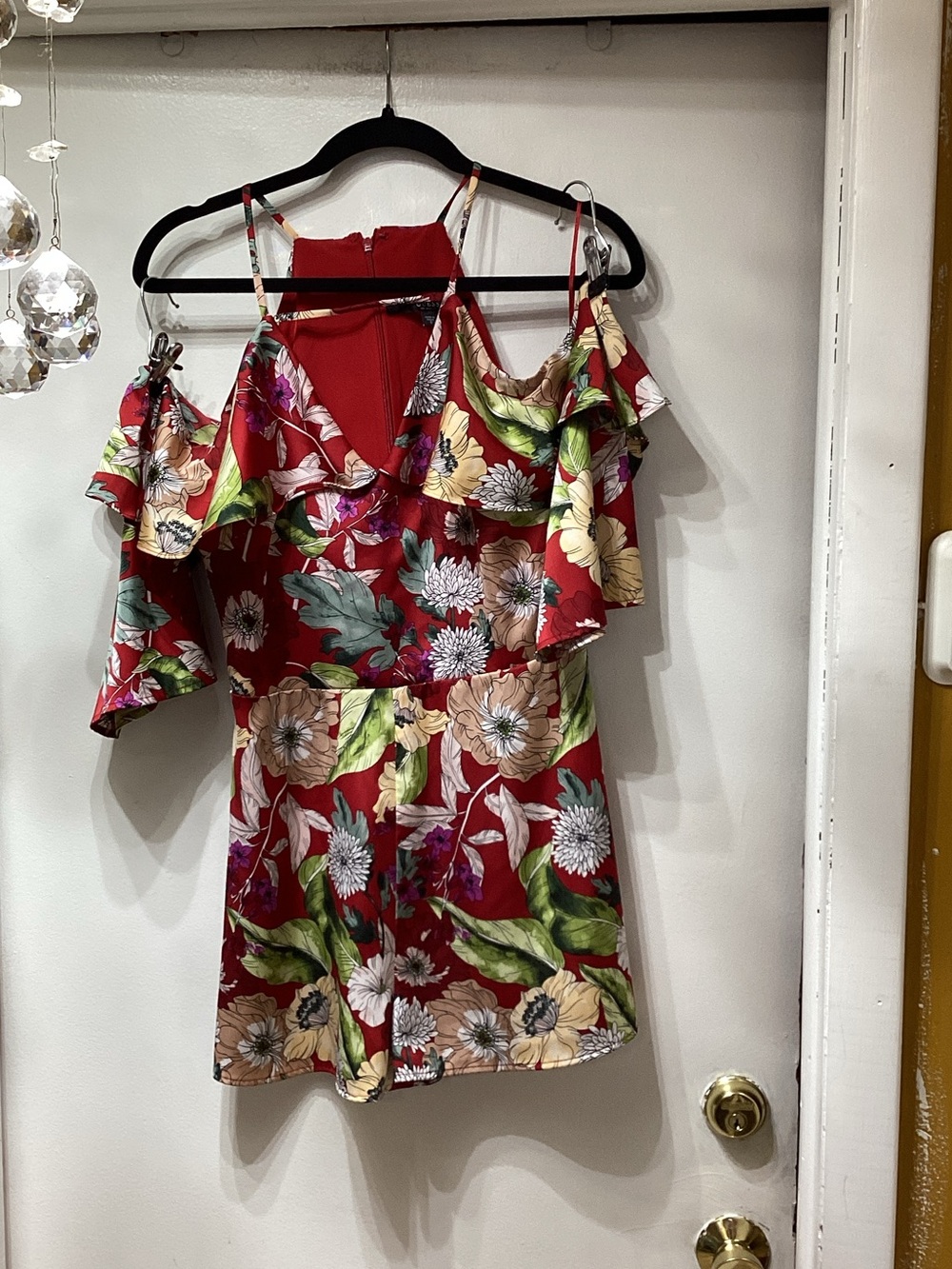 Guess Red Floral Cold-Shoulder Camisole